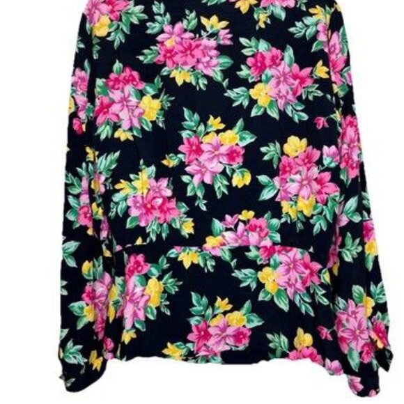 Vintage Evan Picone Size 12 Woman's Floral Wrap Snap Peplum Long Sleeve Blouse - Picture 8 of 10